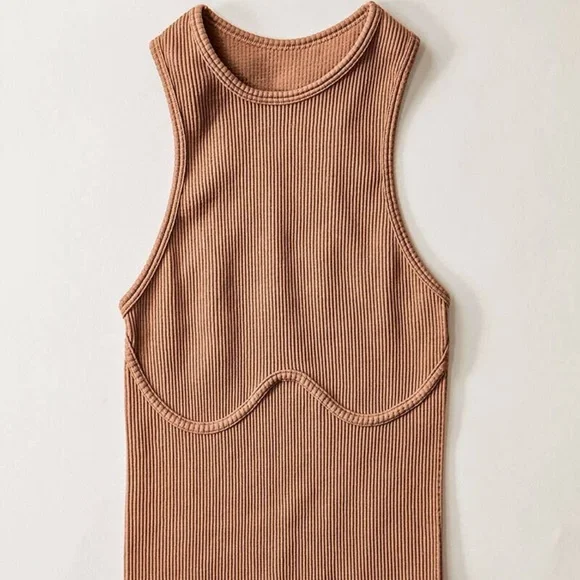 NWOT Tan Brown Trendy Bodysuit - Picture 2 of 5
